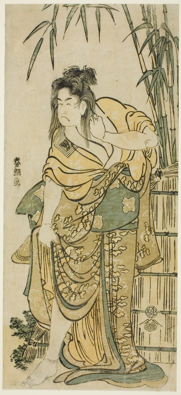 O ator Ichikawa Komazo como uma mulher com cabelos desgrenhados de Katsushika Hokusai