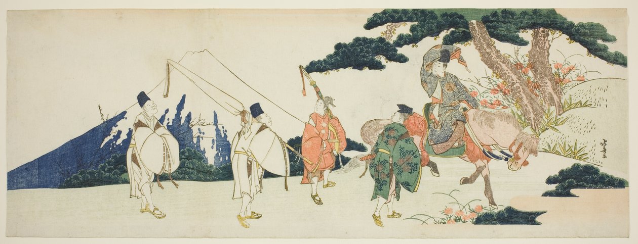 A jornada oriental do célebre poeta Ariwara e Narihira de Katsushika Hokusai
