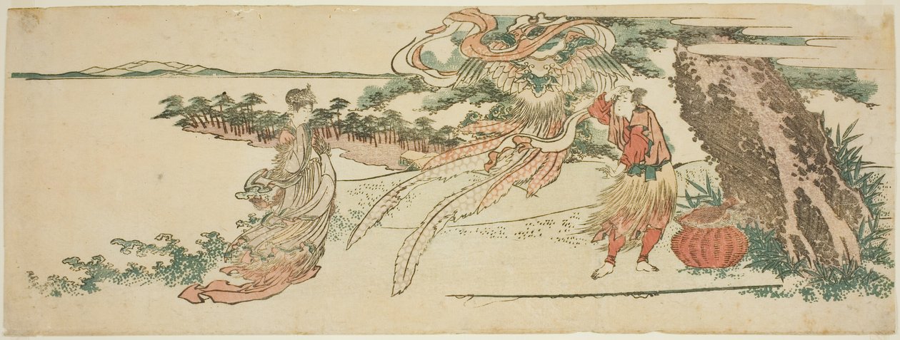 O manto de penas (Hagoromo) de Katsushika Hokusai
