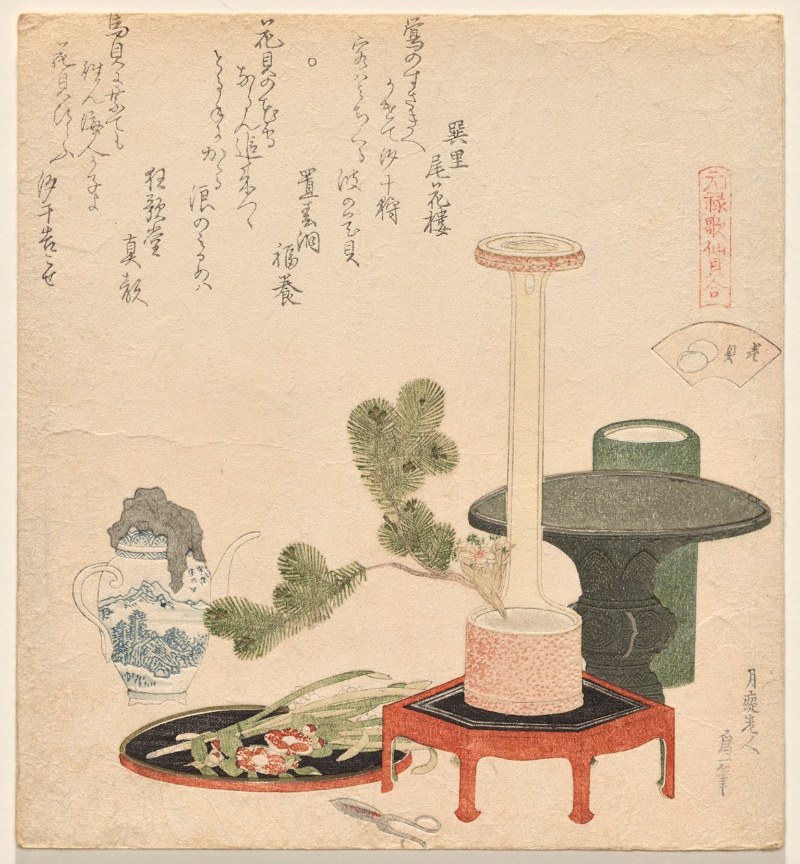 As conchas florais, da série Genroku Poem-Shell Matching Game de Katsushika Hokusai