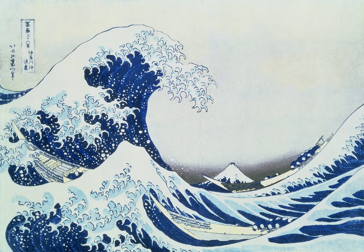 A grande onda fora de Kanagawa, da série &39;36 vistas de Mt.Fuji&39; (&39;Fugaku sanjuokkei&39;) pub. por Nishimura Eijudo, 1831 (impressão do woodblock da cor) de Katsushika Hokusai