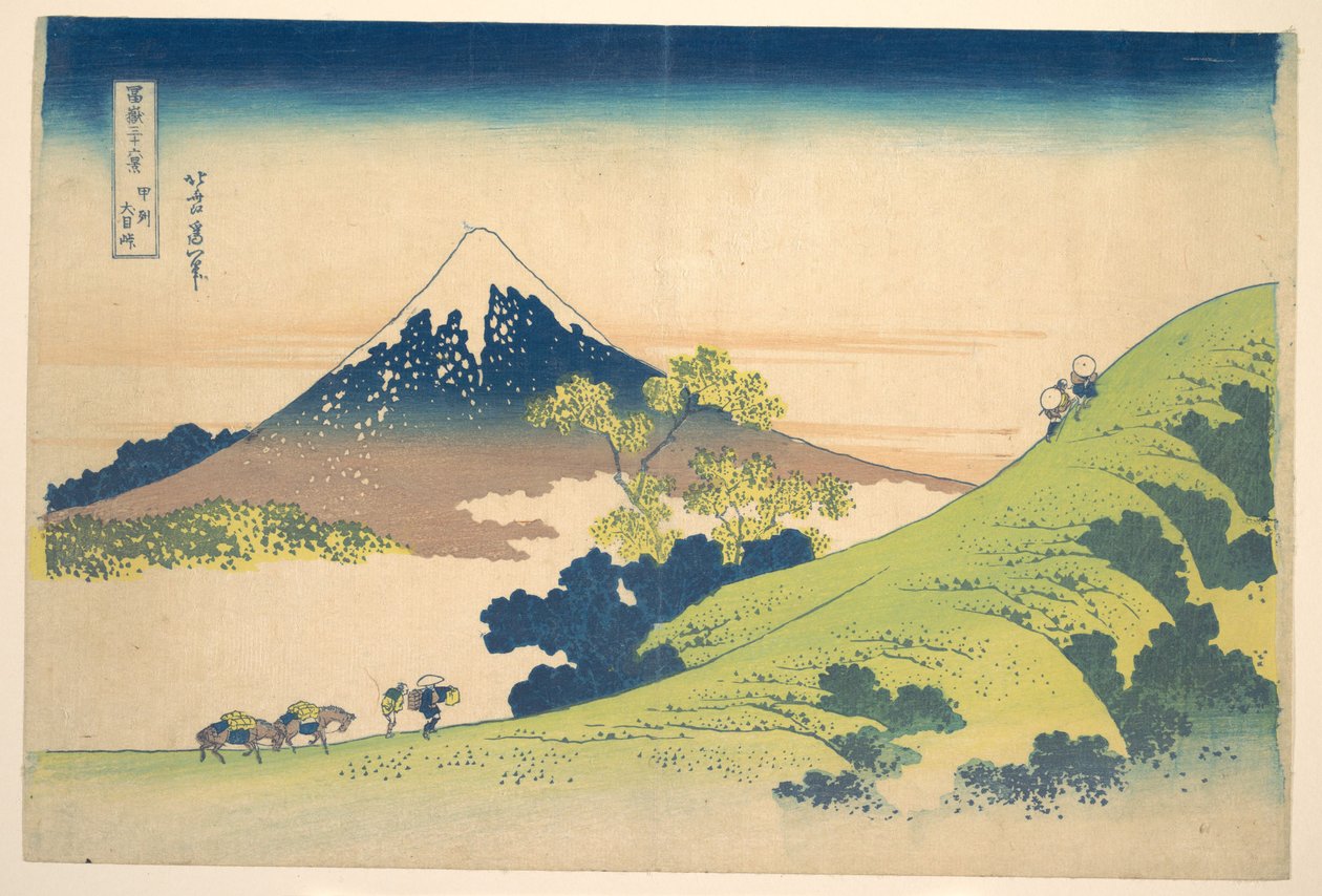 A Passagem de Inume, na província de Kai (Kōshū Inume tōge), da série «Trinta e seis vistas do Monte Fuji» (Fugaku sanjūrokkei) de Katsushika Hokusai