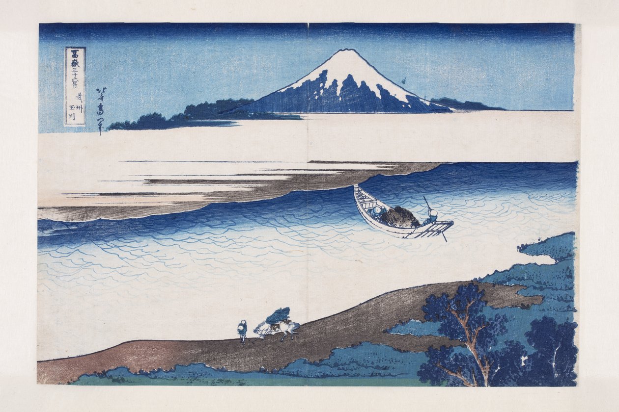 O Rio Jewel na Província de Musashi (Bushu Tamagawa) (impressão em bloco de madeira colorida) de Katsushika Hokusai