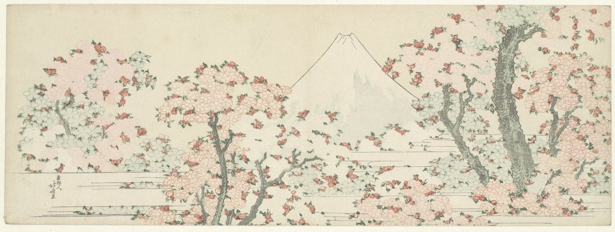 O Monte Fuji com cerejeiras em flor de Katsushika Hokusai