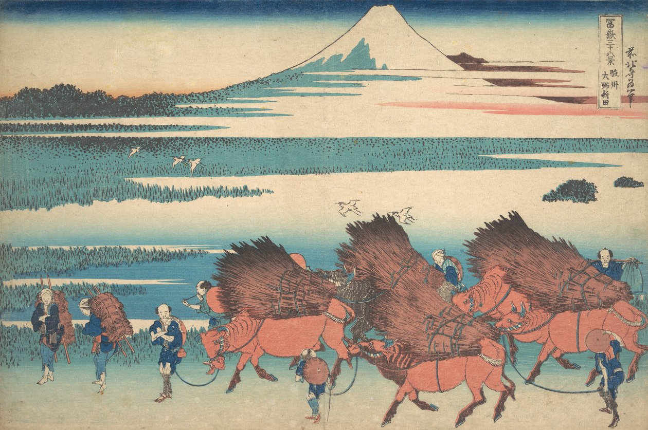 Os Novos Campos de Ono na Província de Suruga Sunshu Ono shinden, da série Thir..., ca. 1830-32. de Katsushika Hokusai