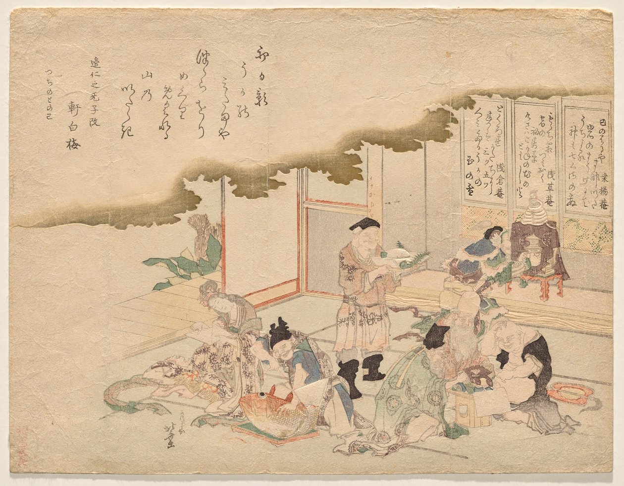 Os Sete Deuses da Boa Fortuna (shichifuku-jin) celebram o Ano Novo de Katsushika Hokusai