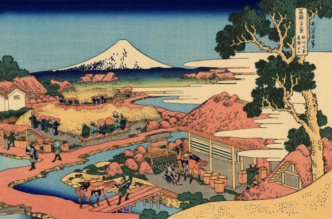 A plantação de chá de Katakura na província de Suruga de Katsushika Hokusai
