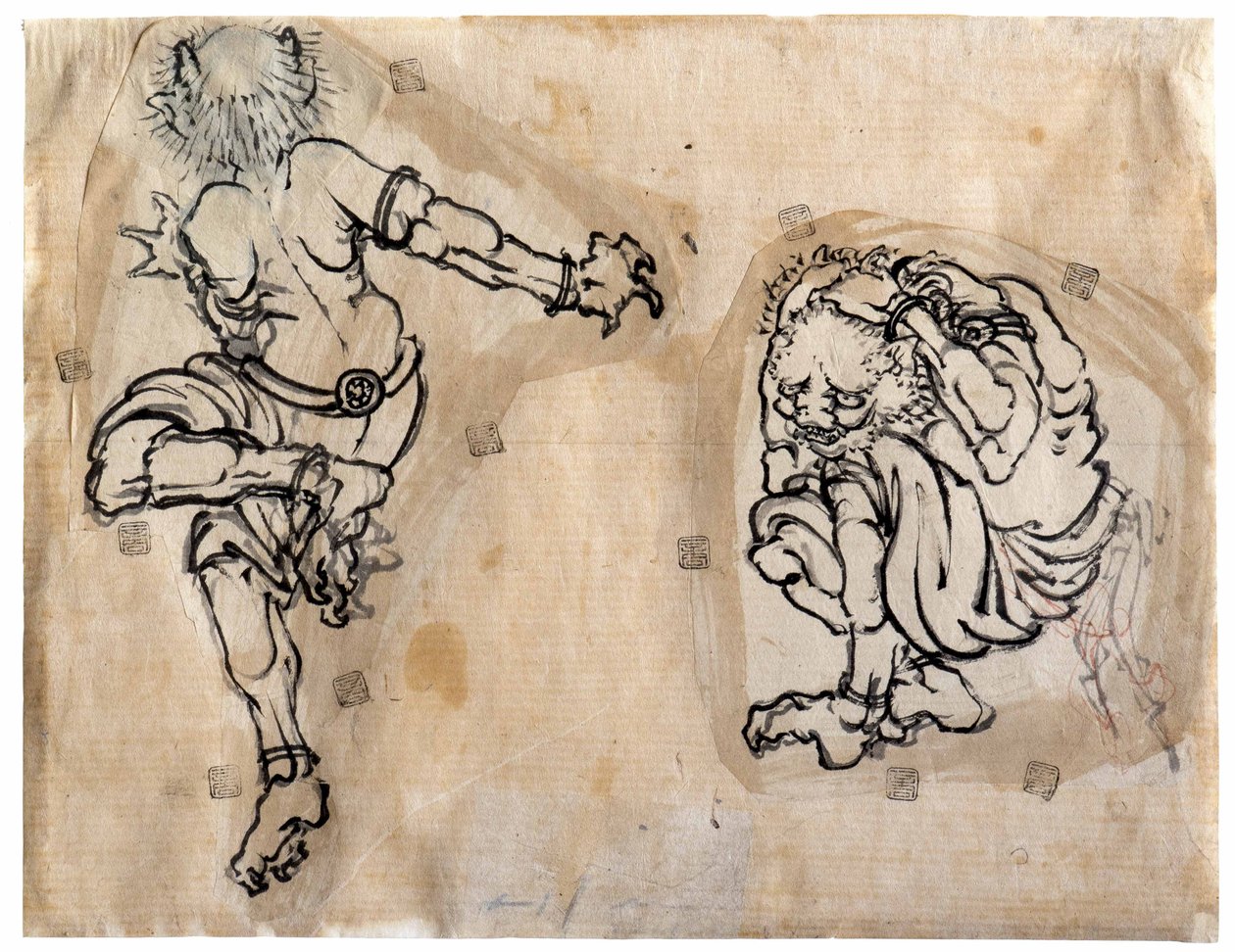 Dois Demônios Oni, 1830-1839. de Katsushika Hokusai