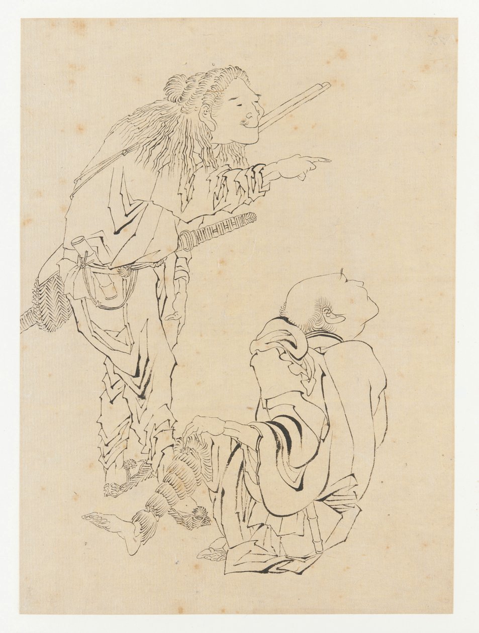 Dois caçadores, período Edo, século XIX. de Katsushika Hokusai