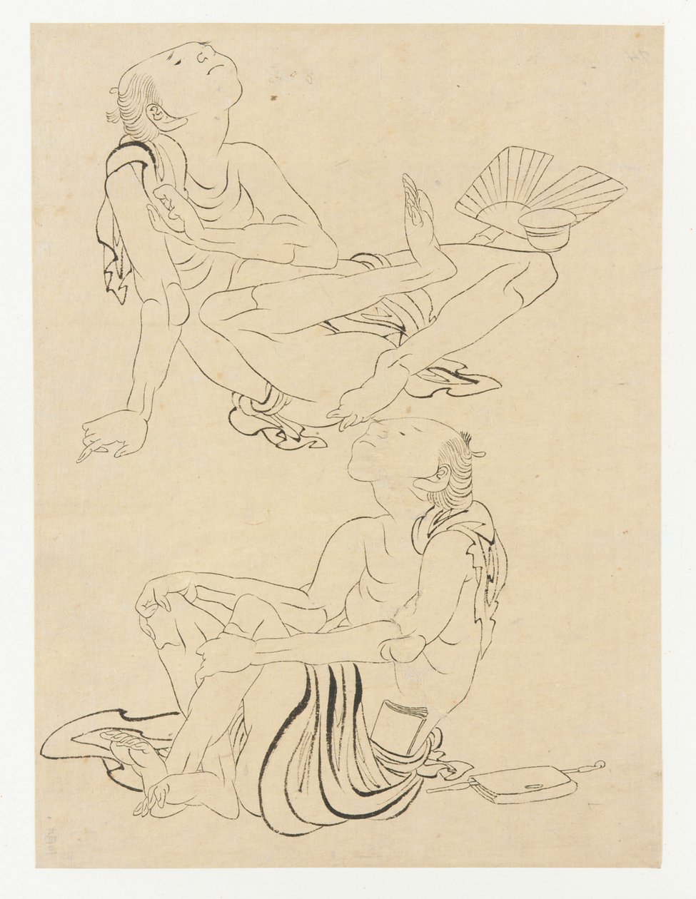 Dois homens relaxando no verão, período Edo, século XIX. de Katsushika Hokusai