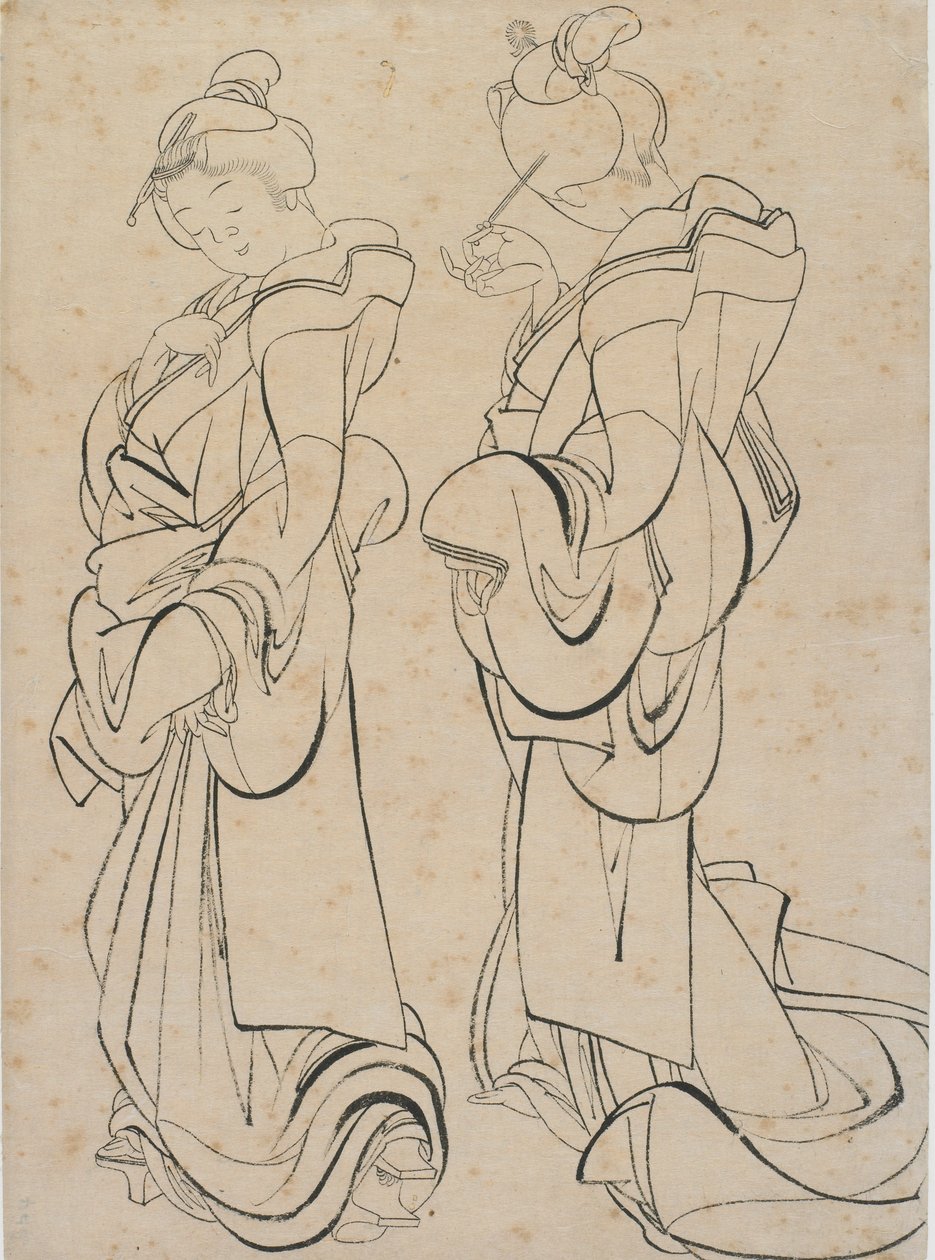 Duas mulheres, final do século 18 e início do século 19. de Katsushika Hokusai