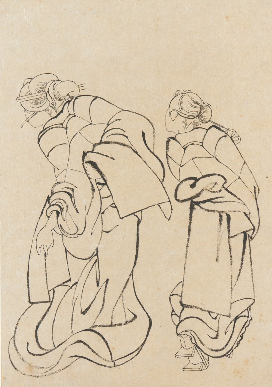 Duas mulheres, final do século 18 e início do século 19. de Katsushika Hokusai