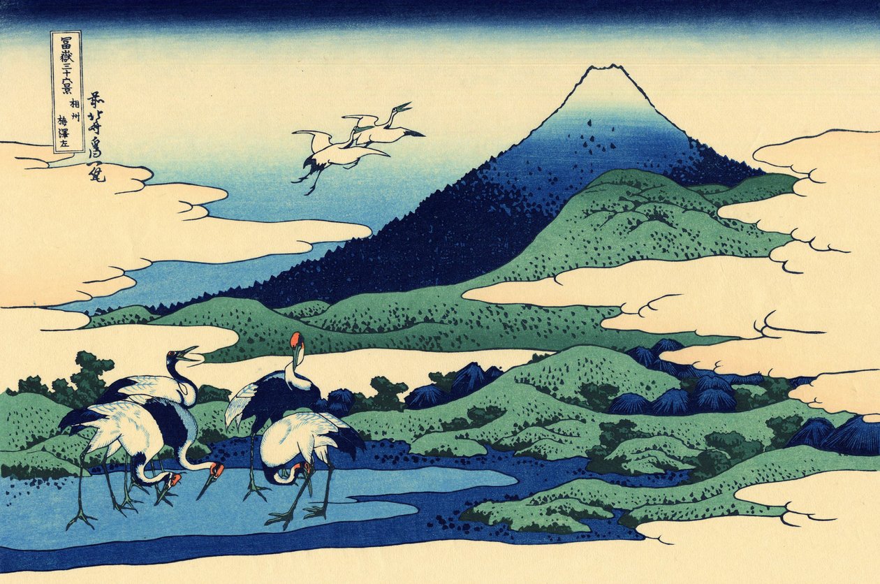 Umegawa na província de Sagami, c.1830 (impressão em bloco de madeira) de Katsushika Hokusai
