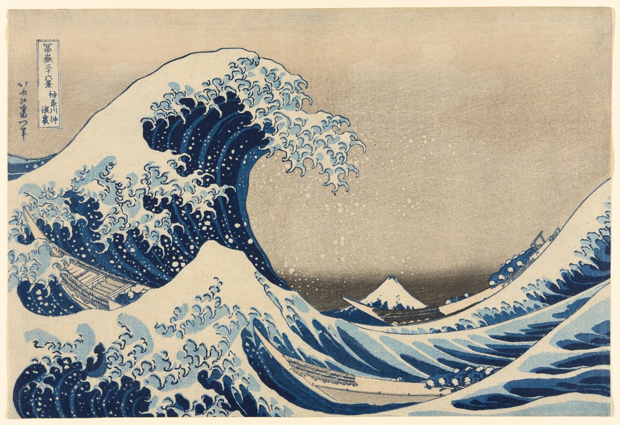 Under the Wave off Kanagawa (Kanagawa oki nami ura), também conhecido como The Great Wave, da série Thirty-Six Views of Mount Fuji (Fugaku sanjūrokkei) de Katsushika Hokusai