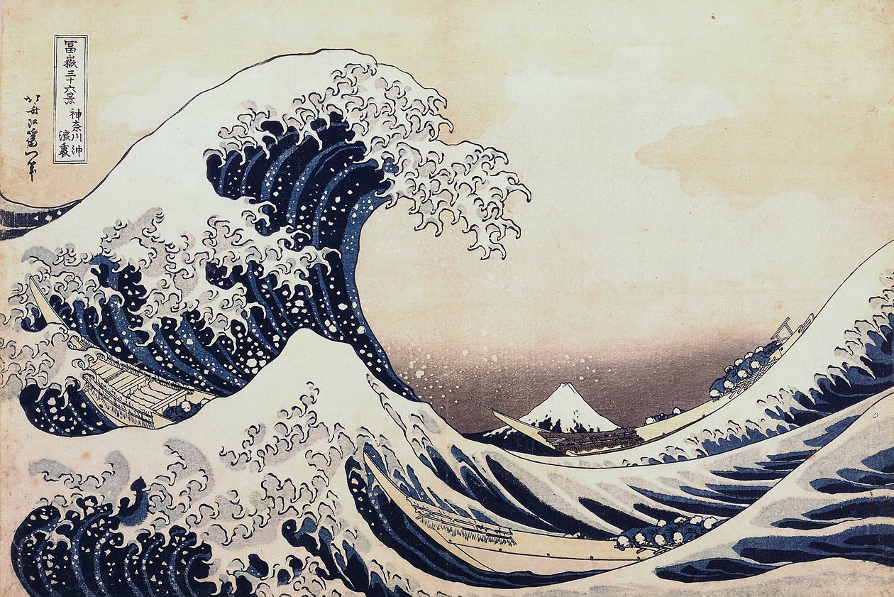 "Sob a Onda de Kanagawa" de Katsushika Hokusai