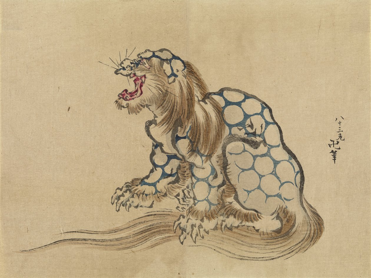 Sem título, c. 1890 (impressão em xilogravura, tinta e cor no papel) de Katsushika Hokusai