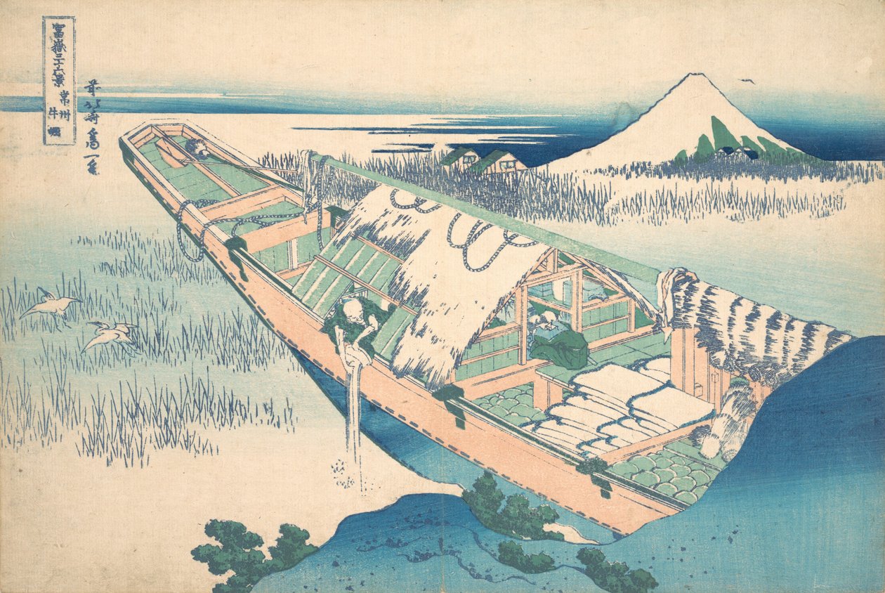 Ushibori na província de Hitachi Joshu Ushibori, da série Trinta e seis vistas de ..., ca. 1830-32. de Katsushika Hokusai