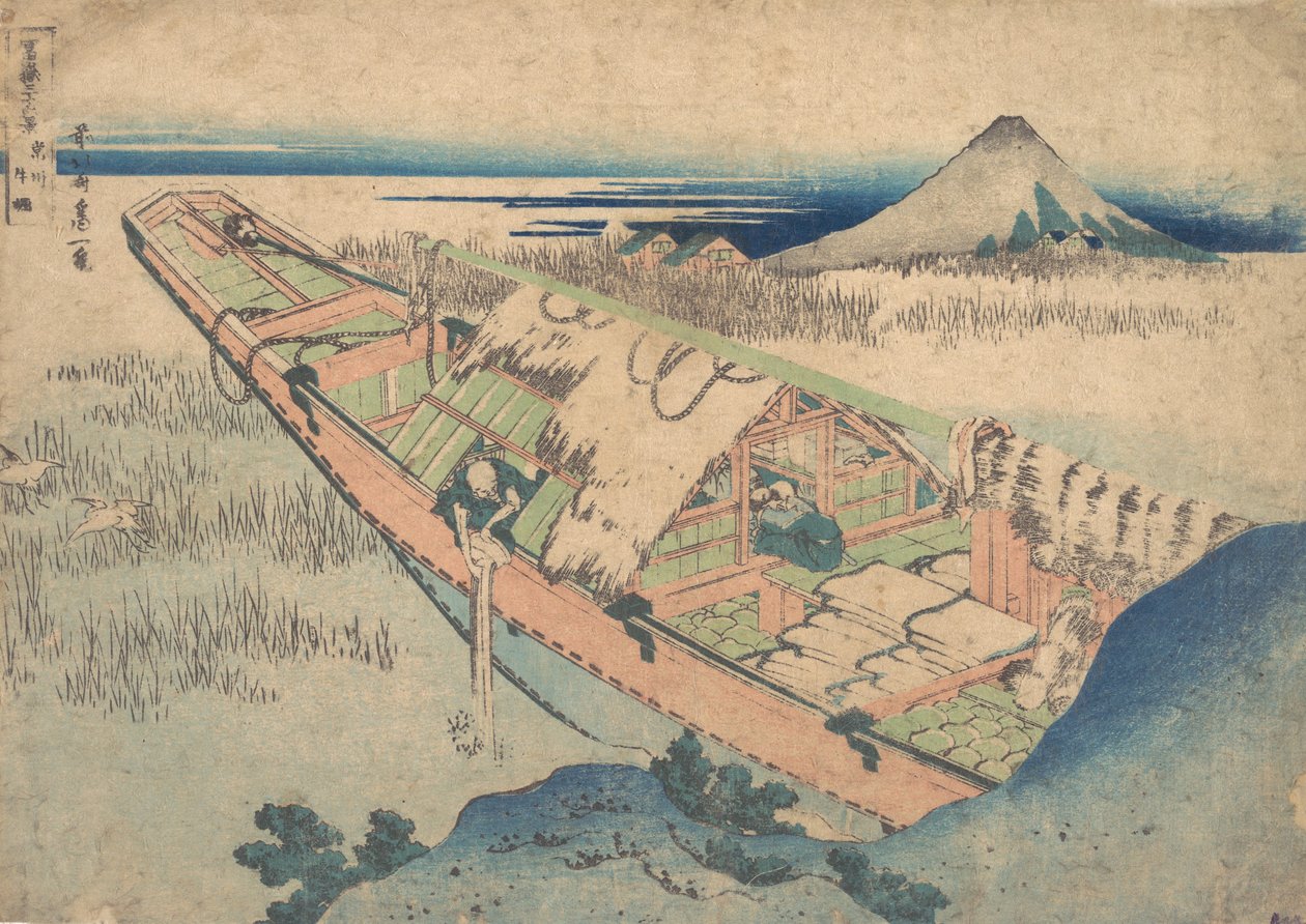 Ushibori na província de Hitachi Joshu Ushibori, da série Trinta e seis vistas de ..., ca. 1830-32. de Katsushika Hokusai