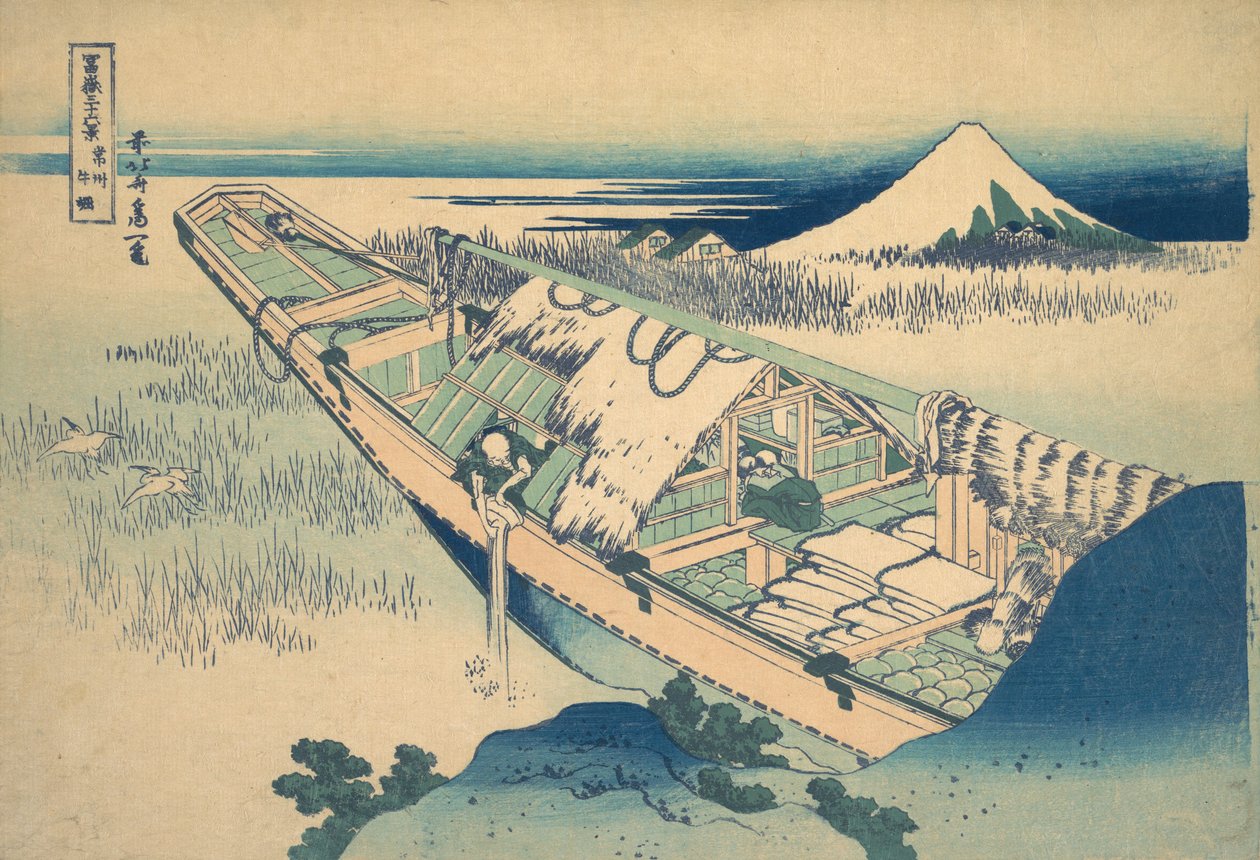 Ushibori na província de Hitachi Joshu Ushibori, da série Trinta e seis vistas de ..., ca. 1830-32. de Katsushika Hokusai