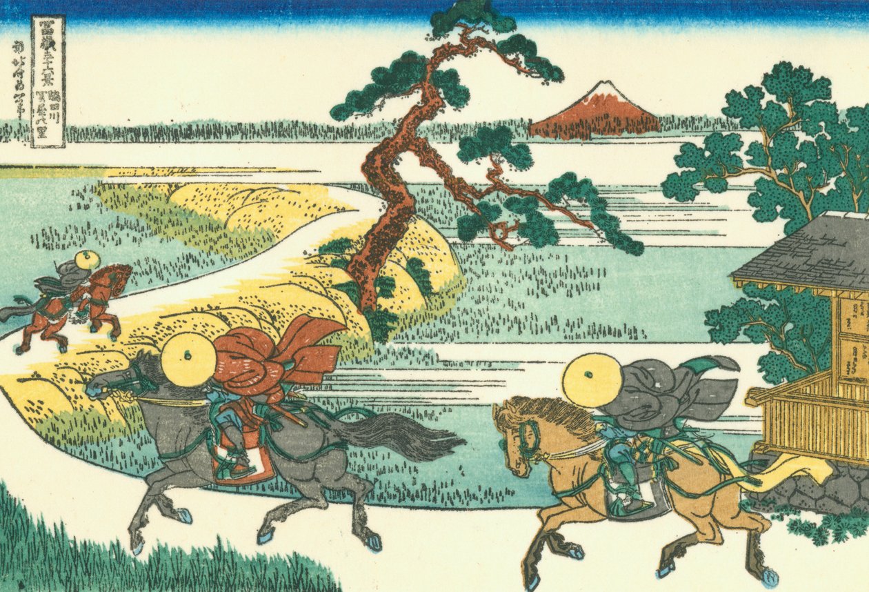 Aldeia de Sekiya no rio Sumida, c.1830 (impressão em xilogravura) de Katsushika Hokusai
