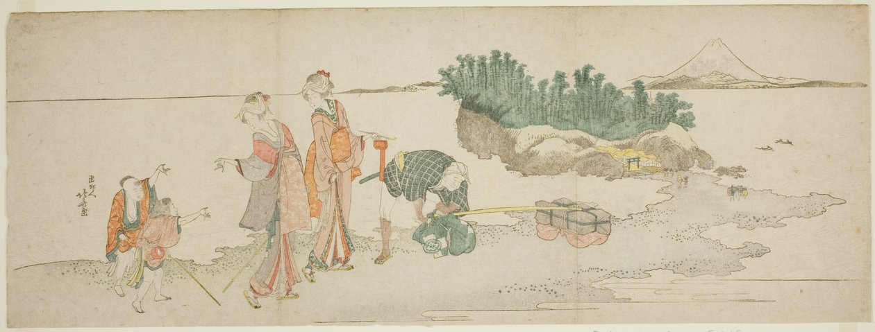 Visitantes de Enoshima de Katsushika Hokusai