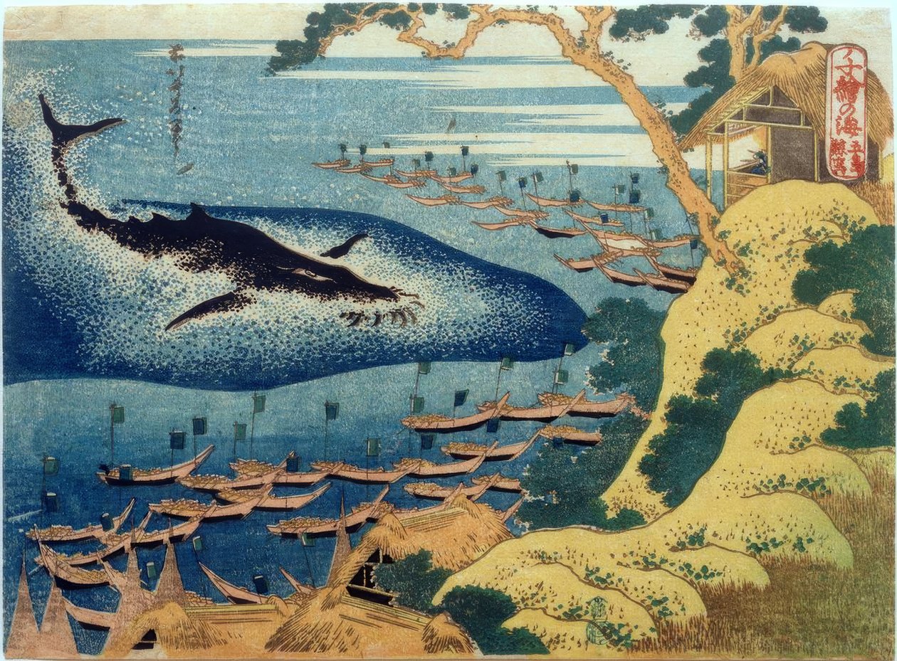 Pesca de baleias nas ilhas Gotô de Katsushika Hokusai