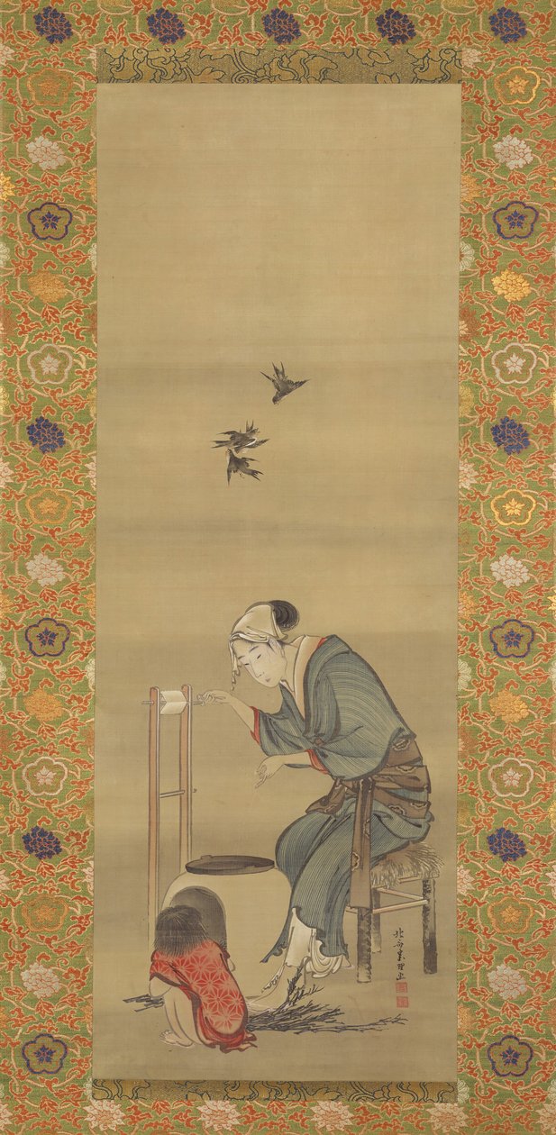 Seda de fiação de mulher, datada de 1790. de Katsushika Hokusai