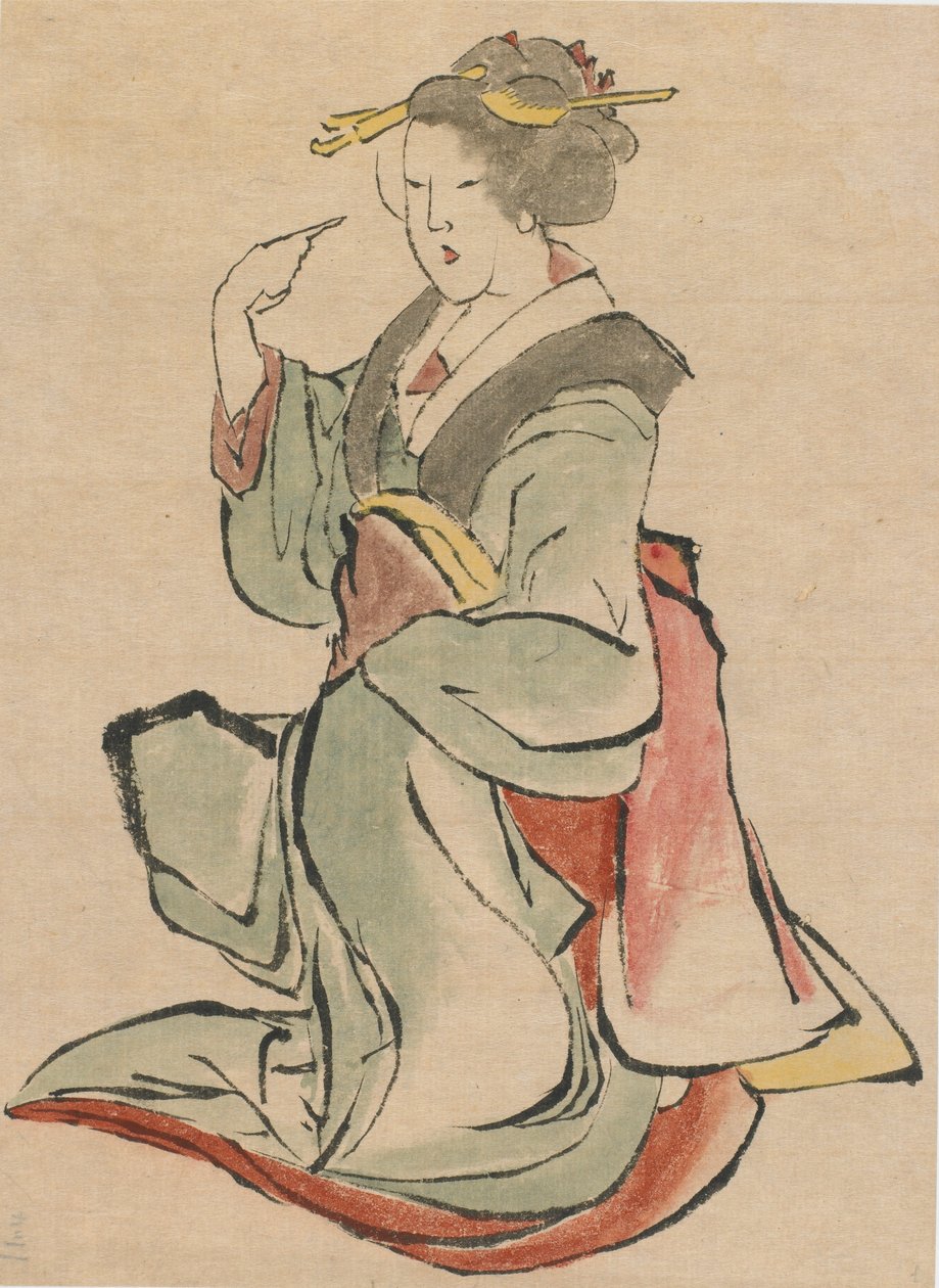 Mulher virada para a direita, acenando, final do século XVIII-início do século XIX. de Katsushika Hokusai
