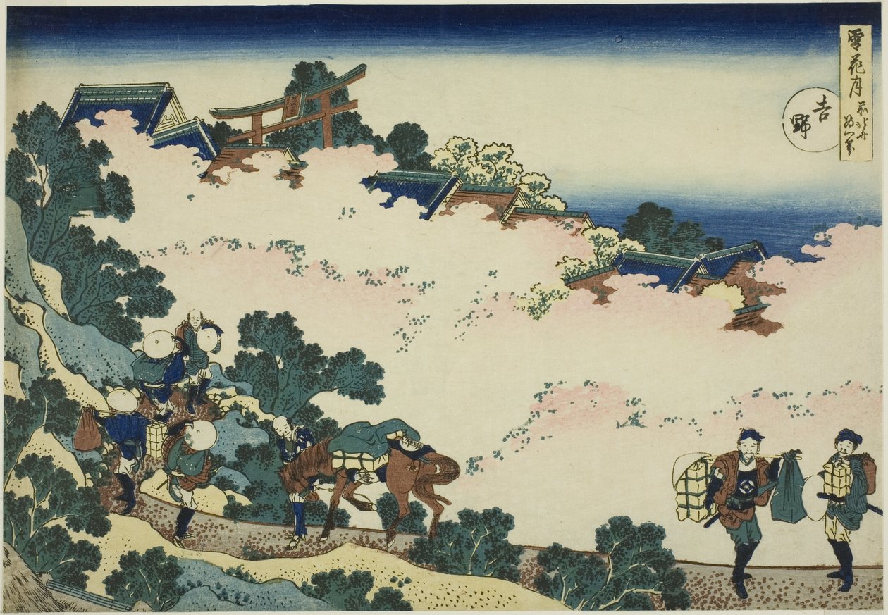 Yoshino, da série "Neve, Lua e Flores (Setsugekka)" de Katsushika Hokusai