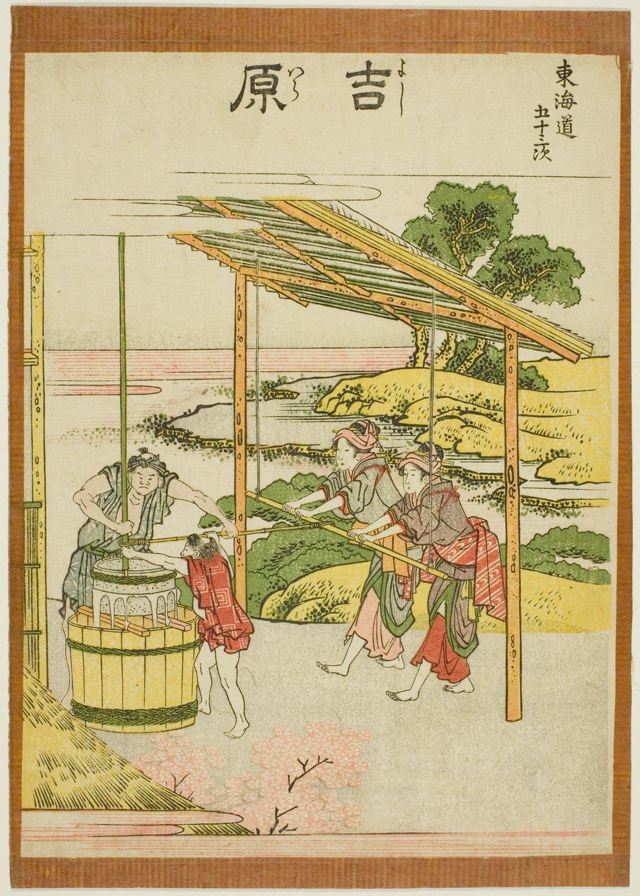 Yoshiwara, da série "Cinquenta e três estações do Tokaido (Tokaido gojusan tsugi)" de Katsushika Hokusai