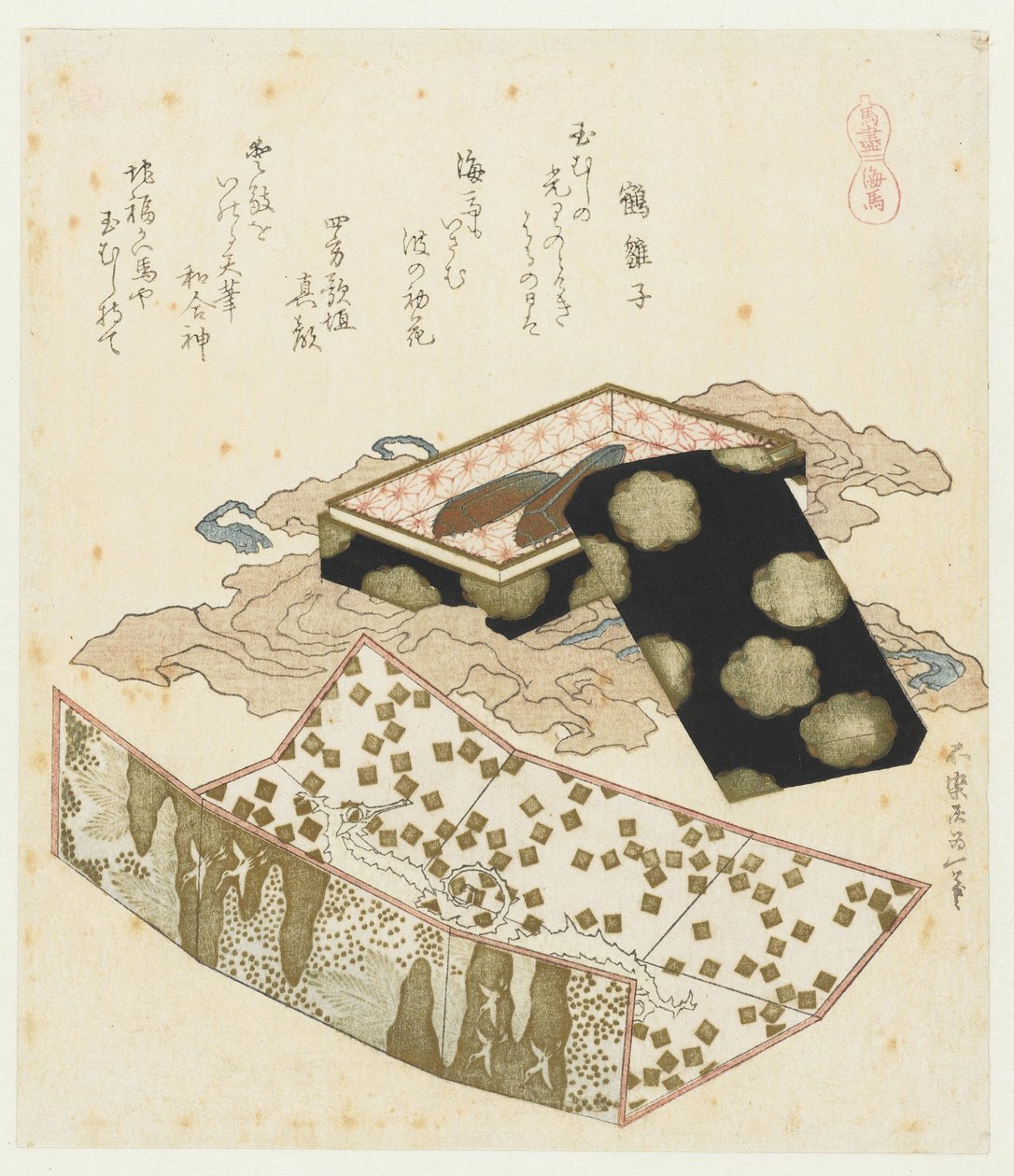 Cavalos marinhos
Kaiba (título sobre o objecto)
Uma série com cavalos (título da série)
Umazukushi (título da série sobre o objecto) de Katsushika Hokusai