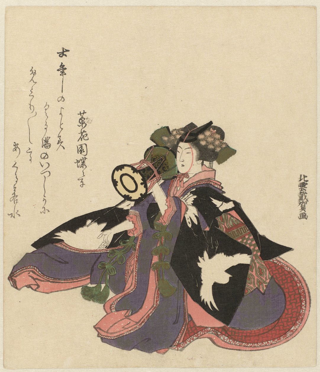 mulher com tambor de Katsushika Hokuun