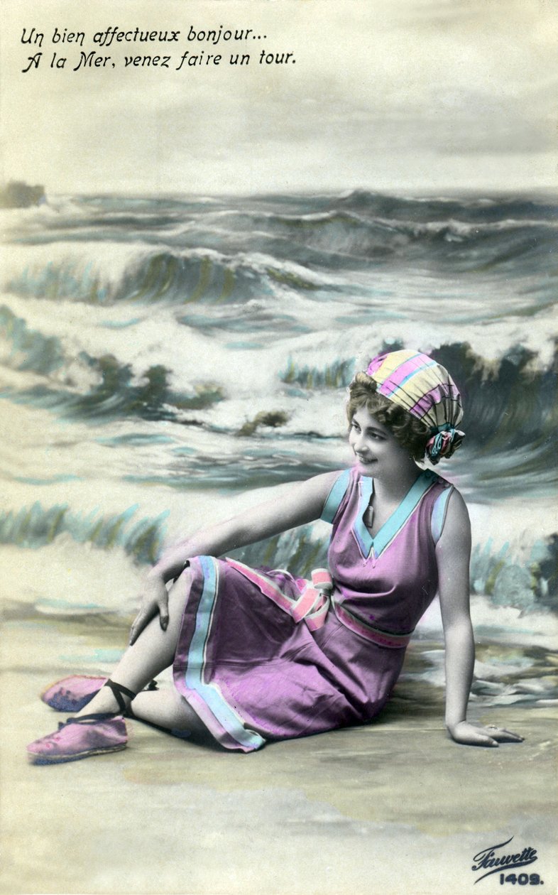 Mulher na praia, c. início do séc. XIX (cartão postal) de Alec Hunter