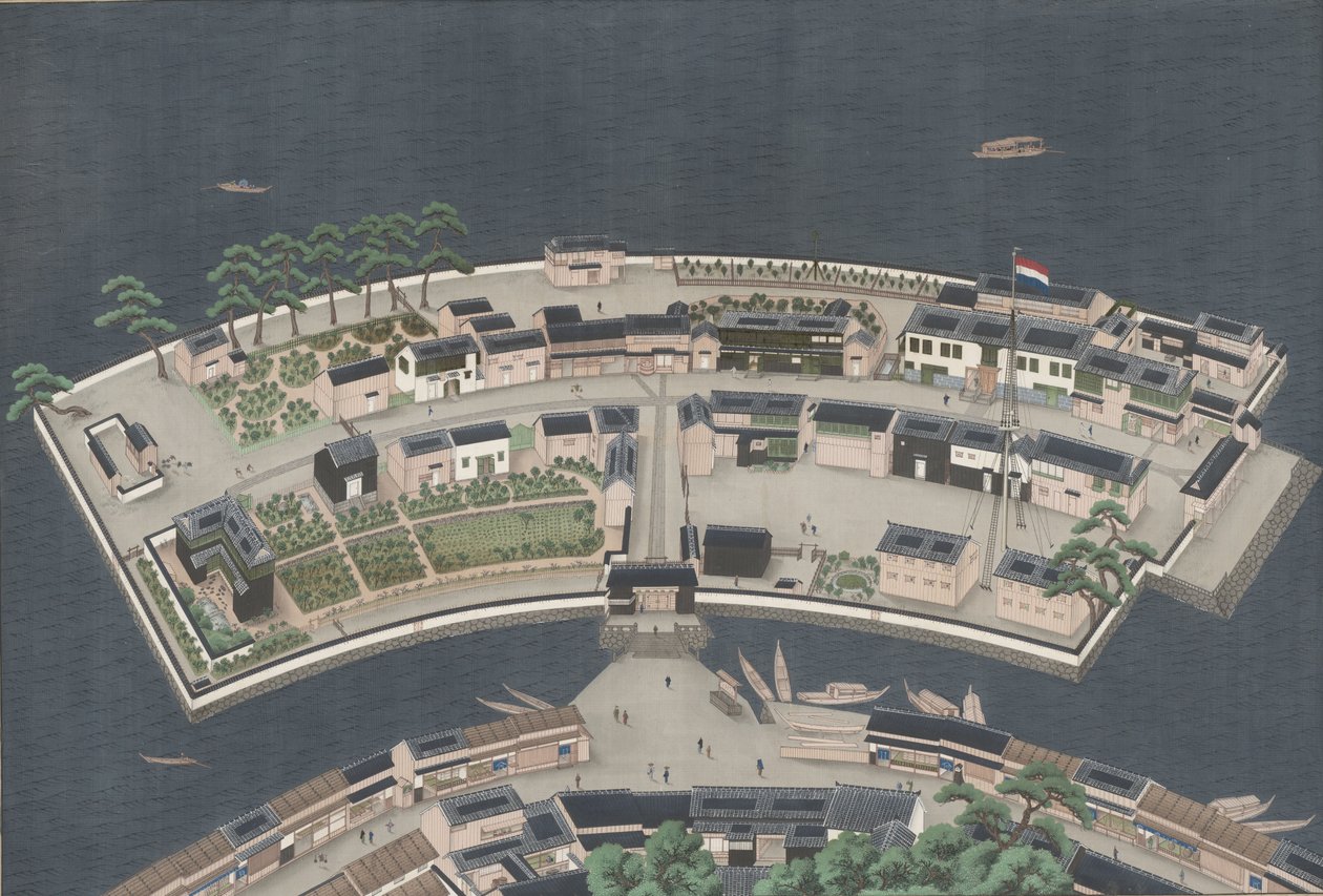 A ilha de Deshima, c.1833-46 de Kawahara Keiga
