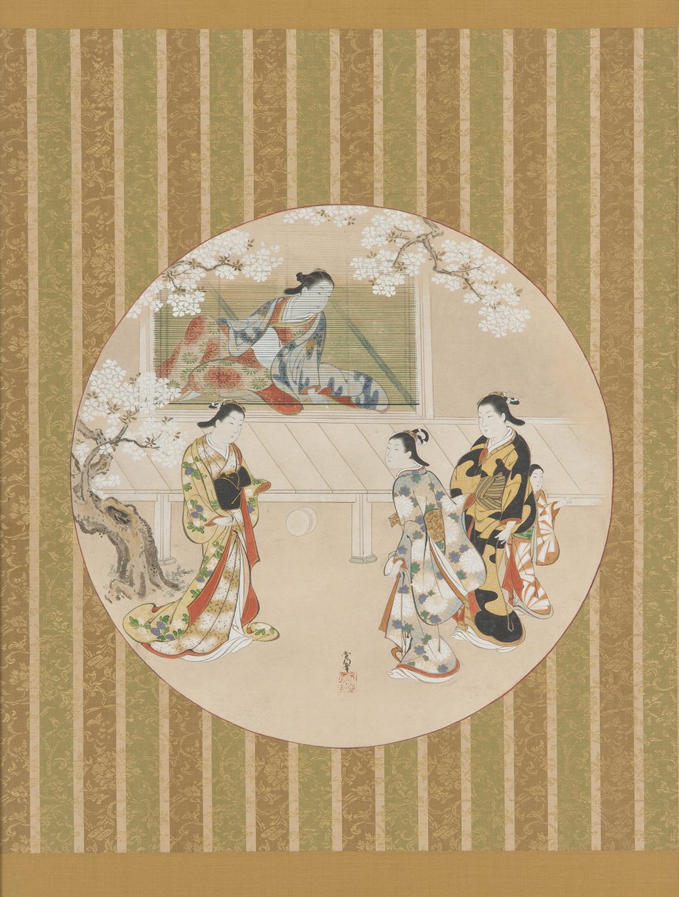 Paródia de uma cena de The Tale of Genji, início do século XVIII. de Kawamata Tsuneyuki