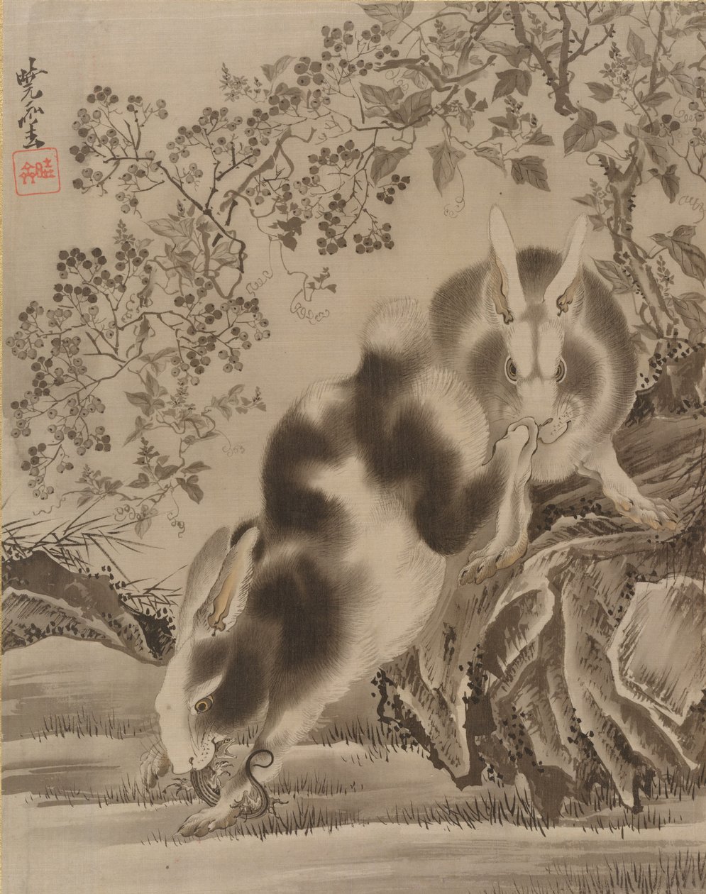 Coelhos, ca. 1887 de Kawanabe Kyosai
