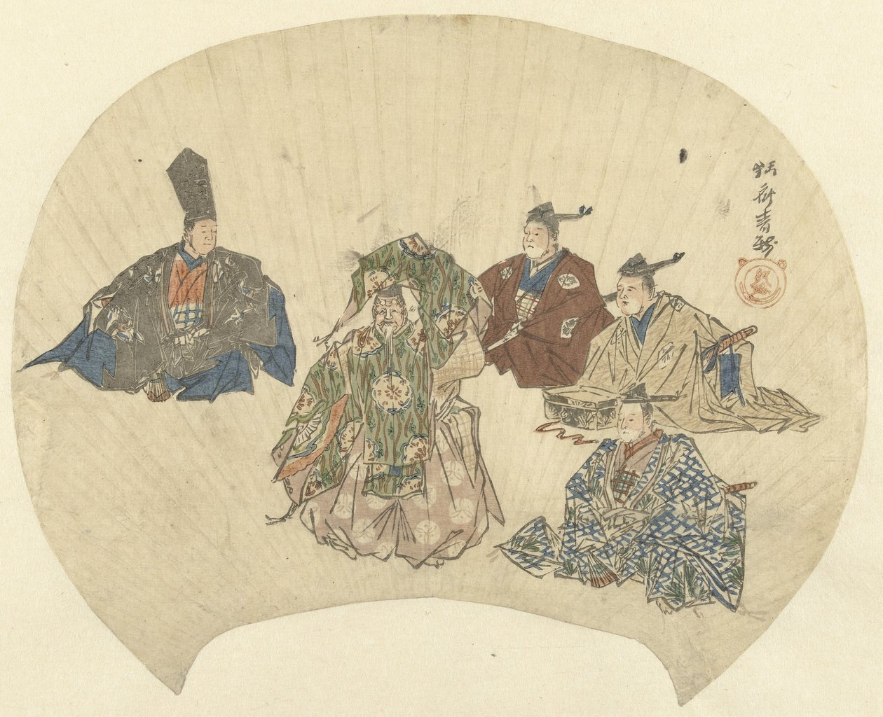 Cena da peça Okina de Kawanabe Kyosai