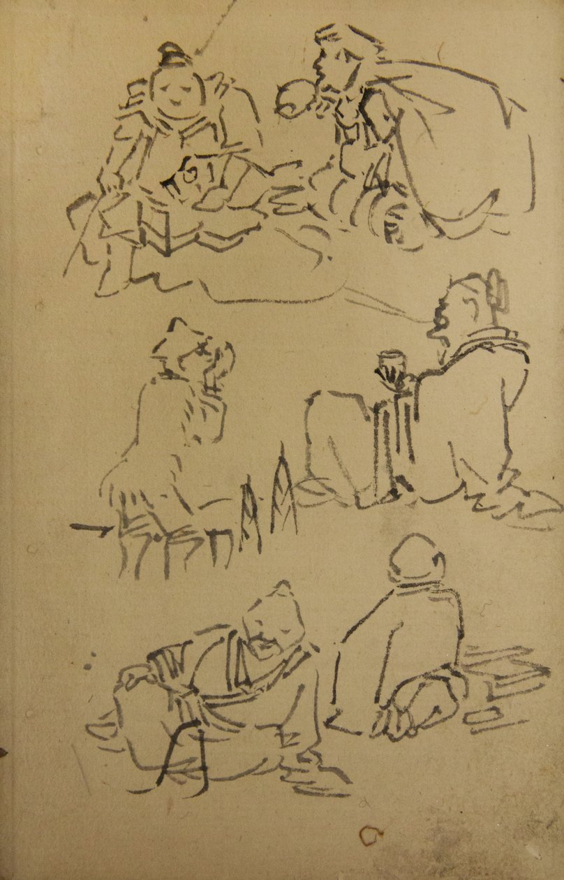 Esboços de figuras lendárias da Ásia Oriental, finais do século XIX. de Kawanabe Kyosai