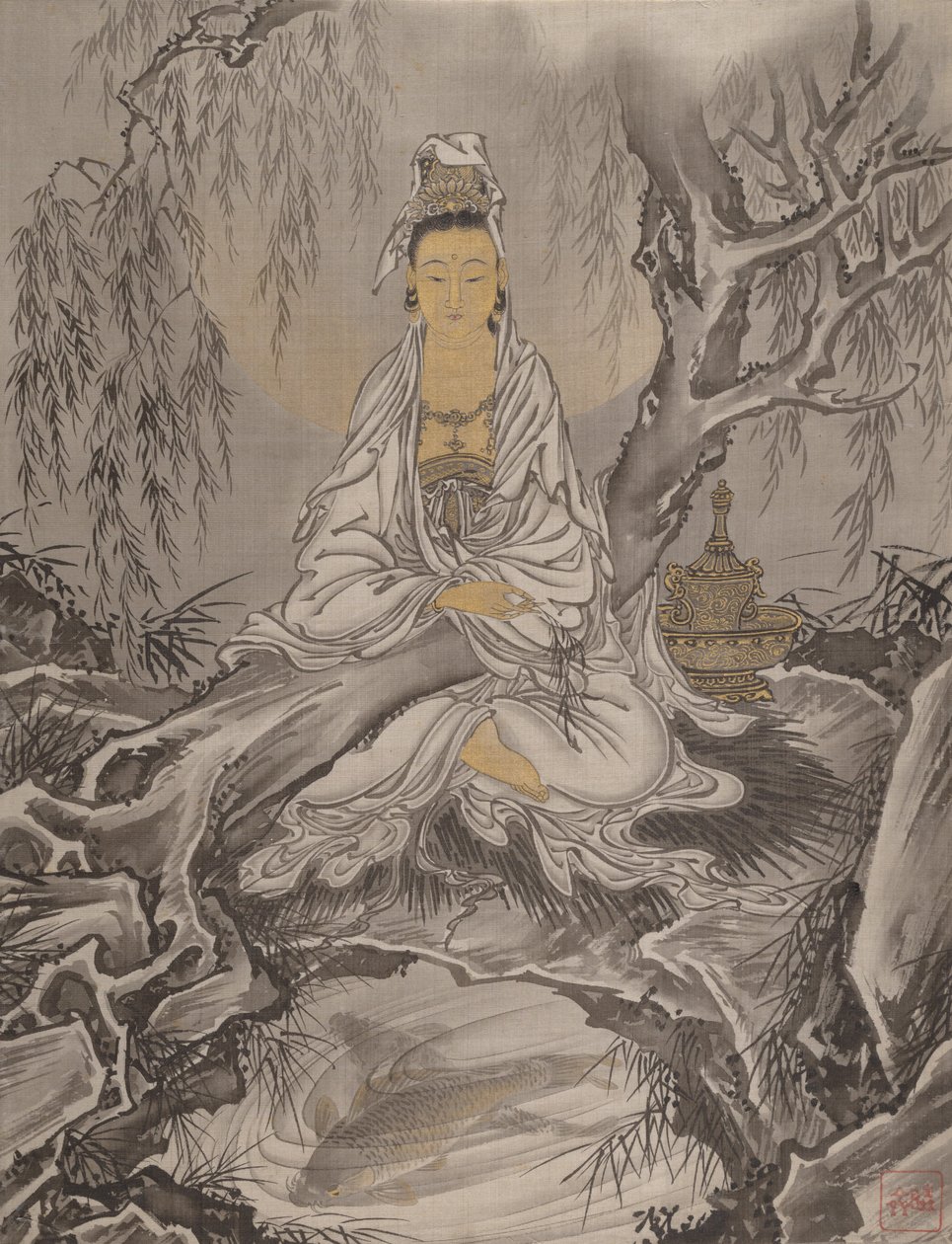 Kannon de túnica branca, ca. 1887. de Kawanabe Kyosai