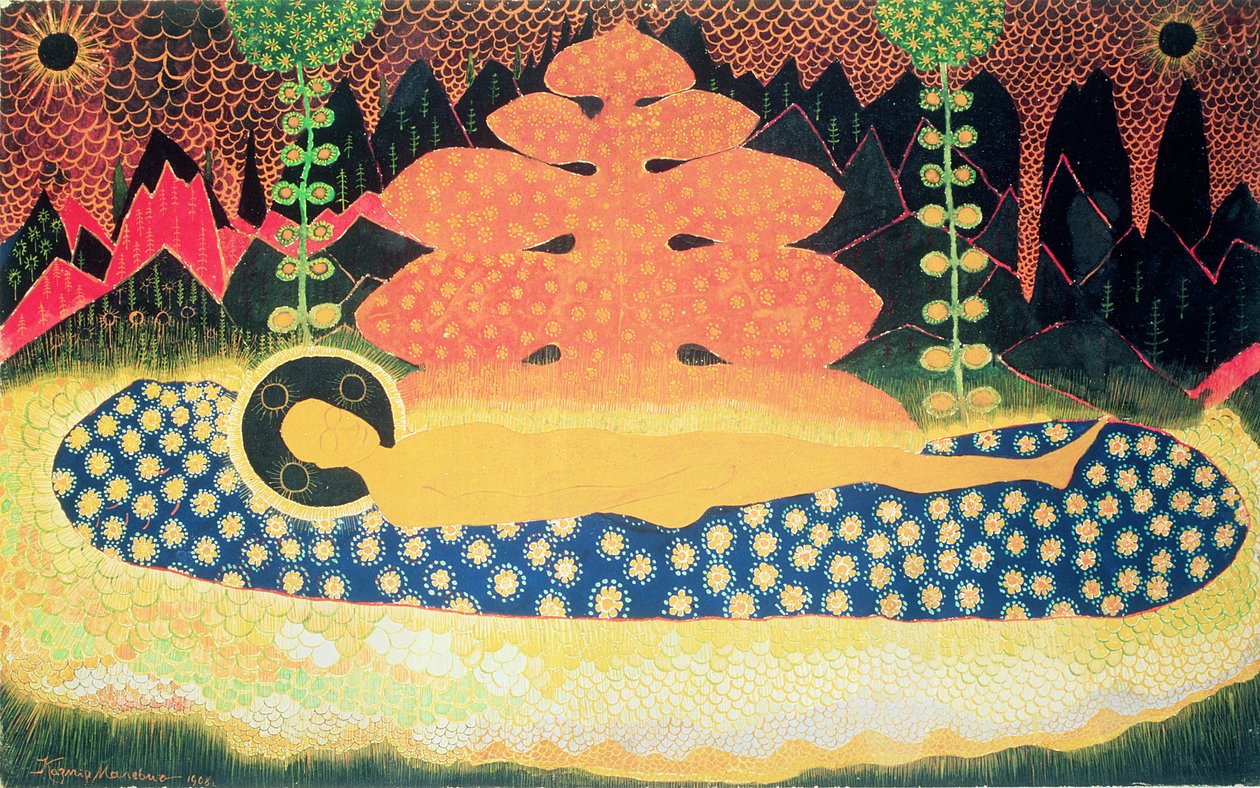 Composição, 1908 (guache no cartão) de Kazimir Severinovich Malevich