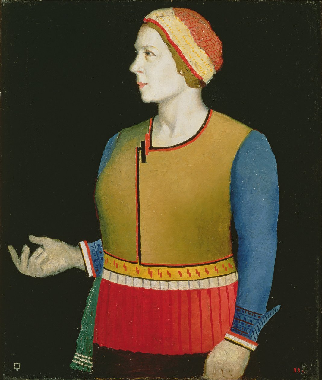 Retrato de Natalya Andreevna Malevich (nee Manchenka) (n.1902) a esposa do artista, 1933 de Kazimir Severinovich Malevich