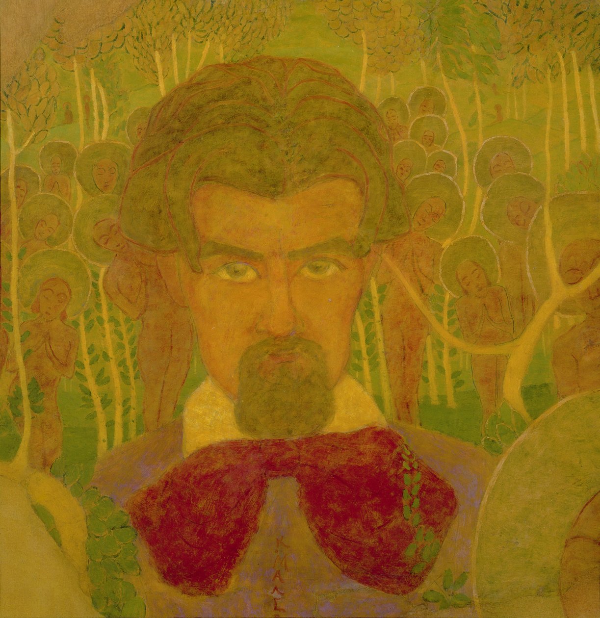 Auto-retrato, estudo para um afresco, 1907 (tempera no cartão) de Kazimir Severinovich Malevich