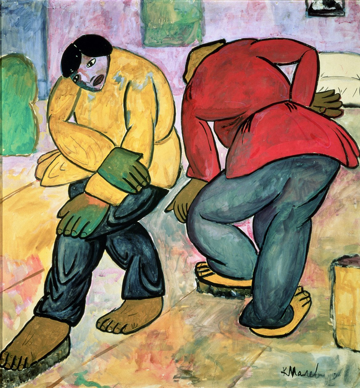 Os polidores de piso, 1911 de Kazimir Severinovich Malevich