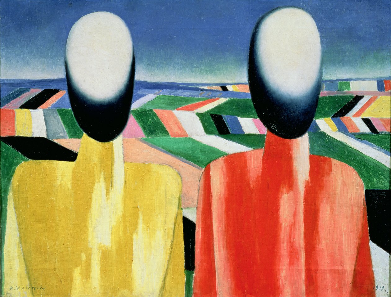 Dois camponeses de Kazimir Severinovich Malevich