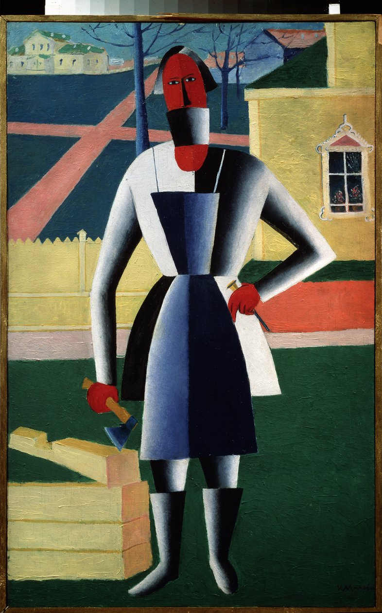 Um Carpinteiro (óleo sobre tela) de Kazimir Severinovich Malevich
