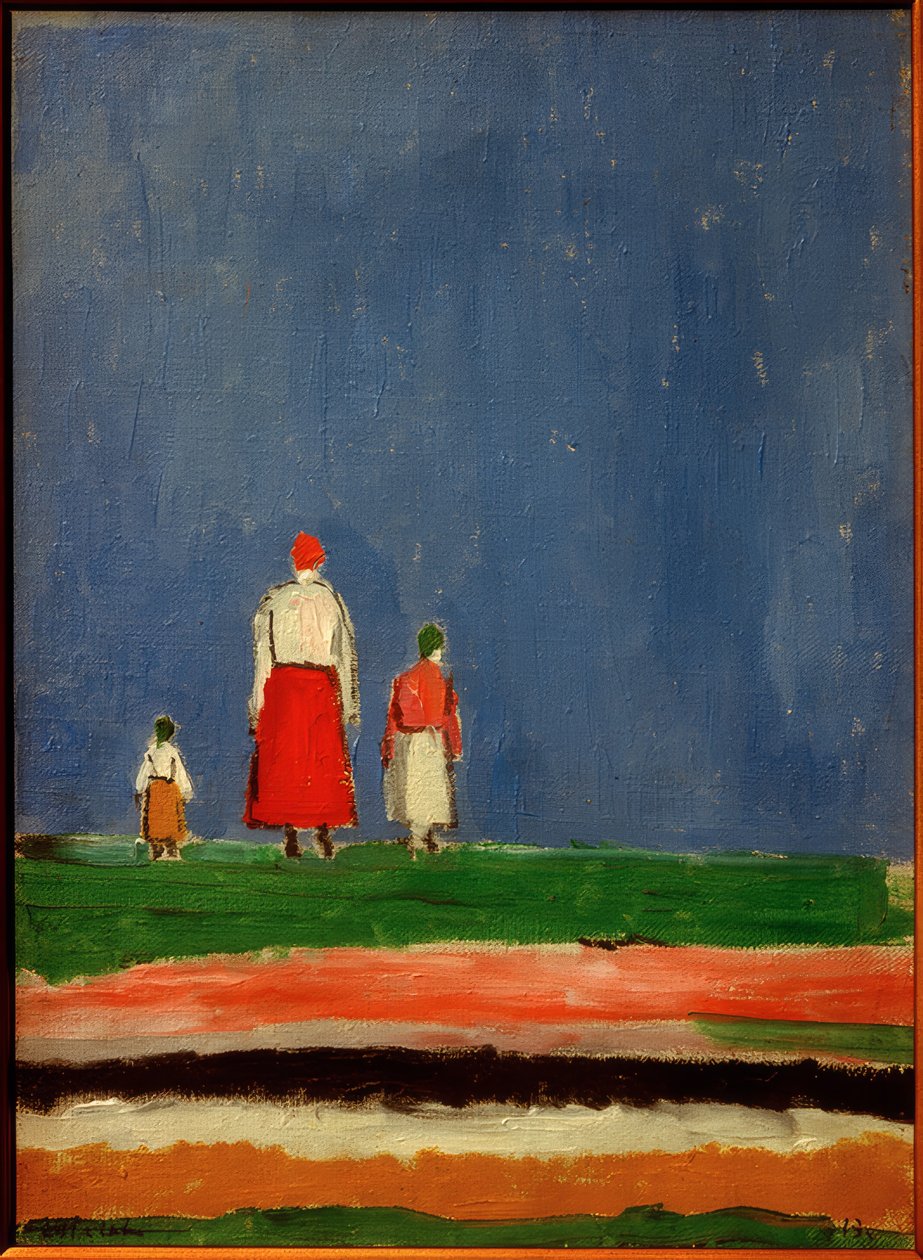 Três figuras, 1928 de Kazimir Severinovich Malevich