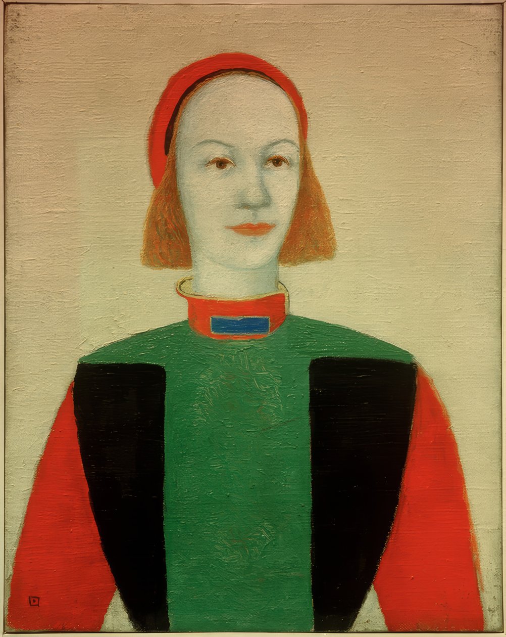 Cabeça de uma menina elegante de Kazimir Severinovich Malevich