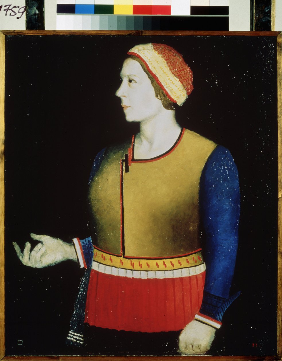 Retrato da esposa do artista. Pintura por Kasimir Severinovich Malevich (Malevich, Malevic) (1878-1935), óleo sobre tela de Kazimir Severinovich Malevich