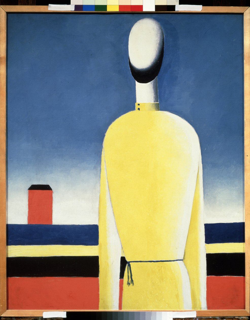 Premonição complicada. Torso em uma camisa amarela (Premonição complicada. Torso em uma camisa amarela). Pintura de Kasimir Severinovich Malevich (Malevich, Malevic) (1878-1935), óleo sobre tela de Kazimir Severinovich Malevich