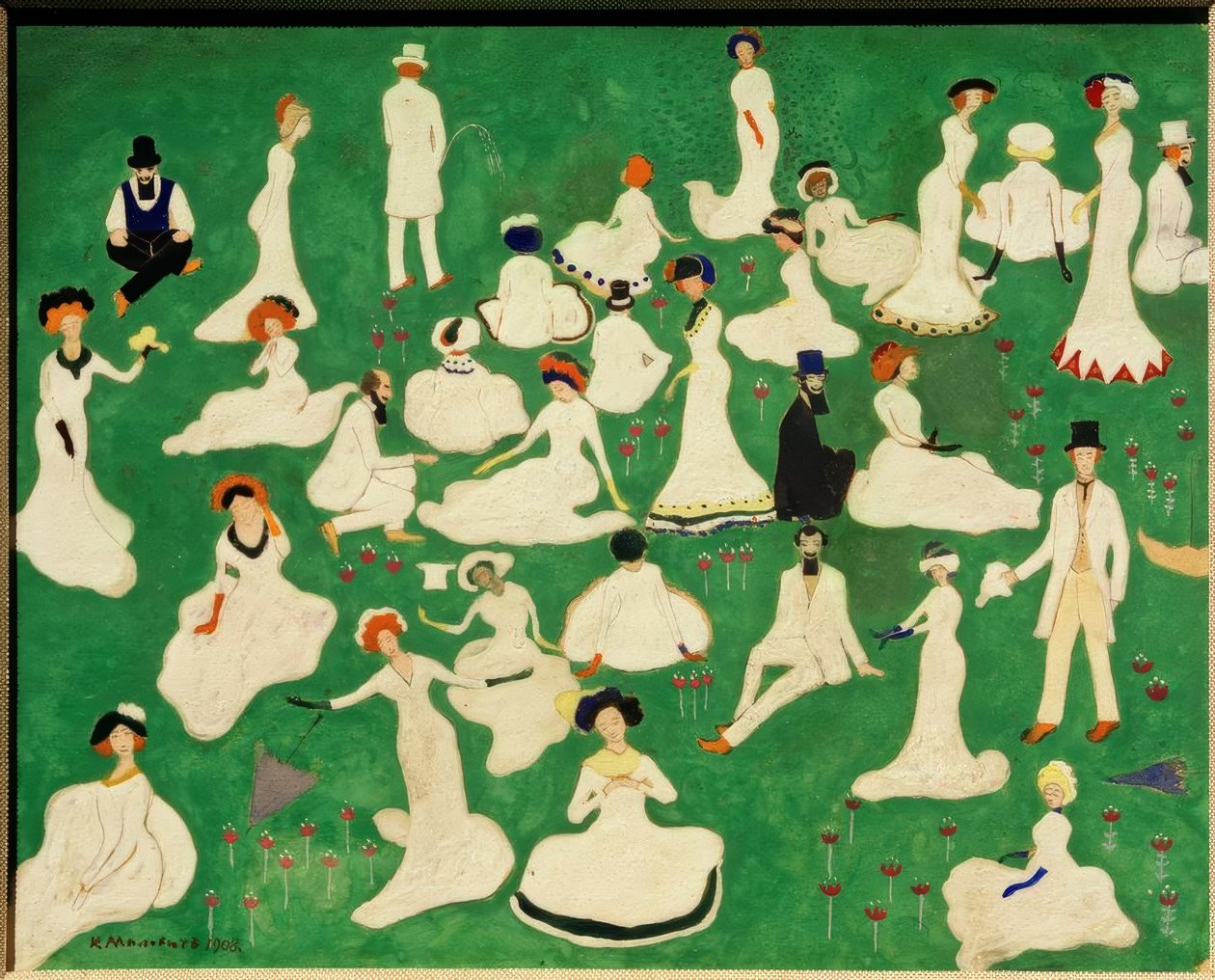 Rast (sociedade com chapéus de cilindro) de Kazimir Severinovich Malevich